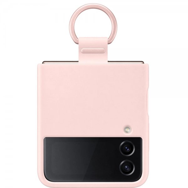 Samsung Alkuperäinen Galaxy Z Flip 4 Kuori Silicone Cover with Ring Pinkki