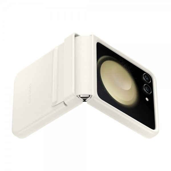 Samsung Alkuperäinen Galaxy Z Flip 5 Kuori Flap Eco-Leather Case Cream