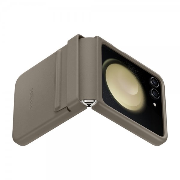 Samsung Alkuperäinen Galaxy Z Flip 5 Kuori Flap Eco-Leather Kotelo Etoupe