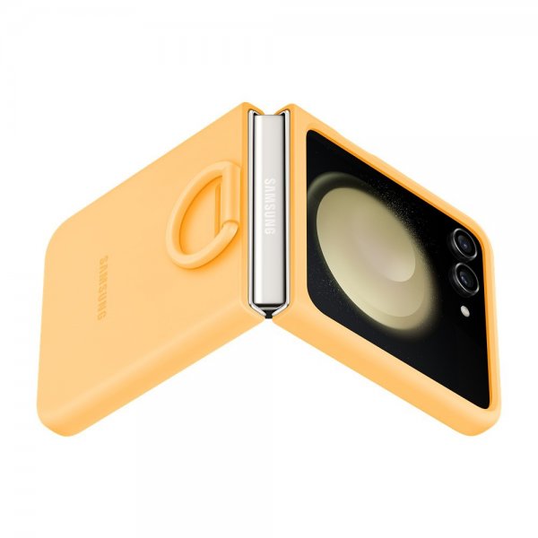 Samsung Original Galaxy Z Flip 5 -silikonikuori sormuspidikkeellä, Aprikoosi