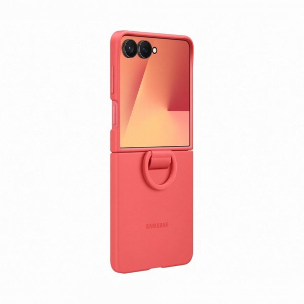 Samsung Original Galaxy Z Flip 7 Kuori Sormuskotelo Silikoni Punainen