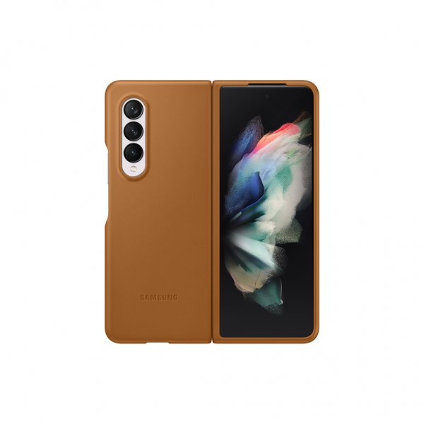 Samsung Original Galaxy Z Fold3 -kuori nahkasuoja, kameli