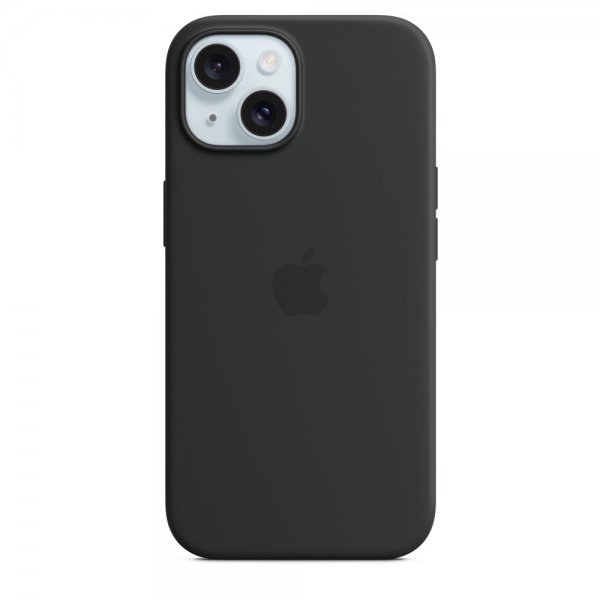 Apple Original iPhone 15 Plus Kuori Silikoni MagSafe Musta