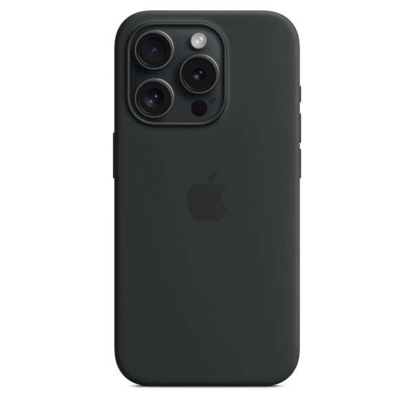 Apple Alkuperäinen iPhone 15 Pro Max Silikonikuori MagSafe Musta
