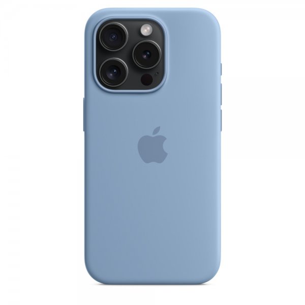 Apple alkuperäinen iPhone 15 Pro -silikonikuori MagSafella, talvensininen
