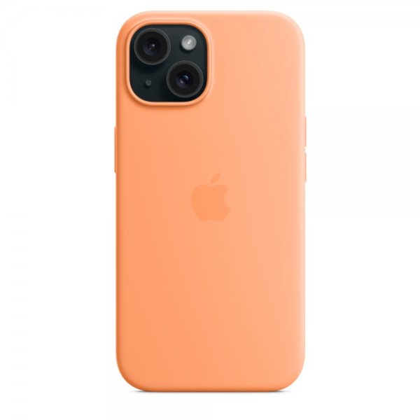 Apple alkuperäinen iPhone 15 Silikonikuori MagSafella, Apelsiinisorbetti