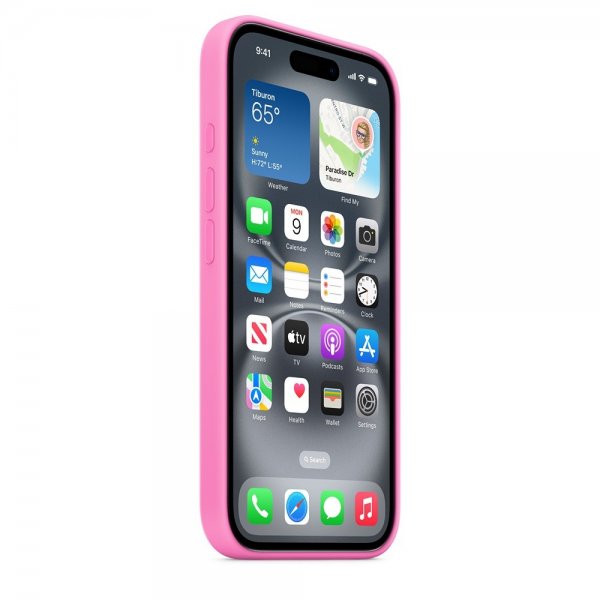 Apple Alkuperäinen iPhone 16 -silikonisuojakuori MagSafella, pionin värinen