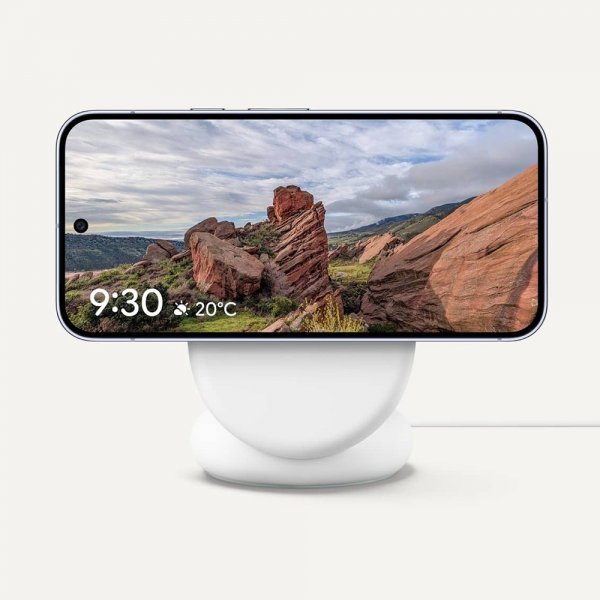 Google alkuperäinen Pixelsnap-laturi telineellä Qi2 25W Fog