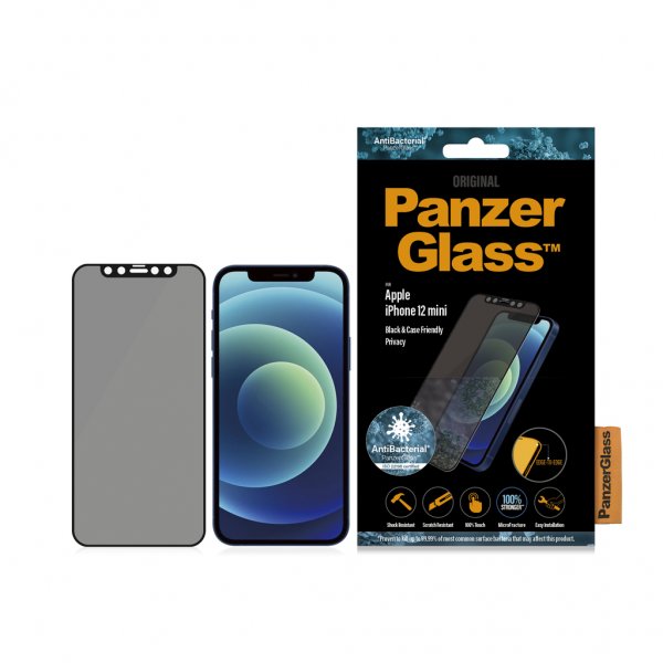 PanzerGlass iPhone 12 Mini näytönsuoja reunaan asti ulottuvalla yksityisyyssuojalla
