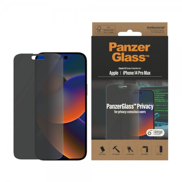 PanzerGlass iPhone 14 Pro Max -näytönsuoja, Classic Fit Privacy