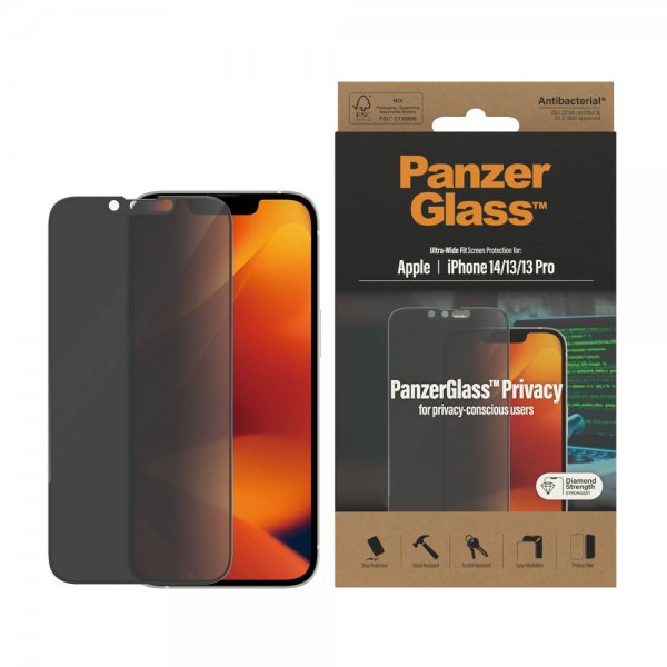 PanzerGlass iPhone 13/iPhone 13 Pro/iPhone 14 Näytönsuoja Ultra-Wide Fit Privacy