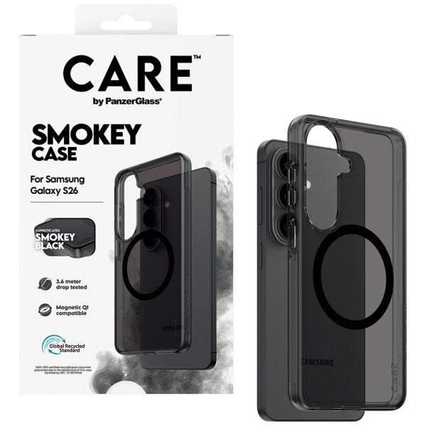 CARE by PanzerGlass Samsung Galaxy S26 -suojakuori, Smokey MagSafe, musta