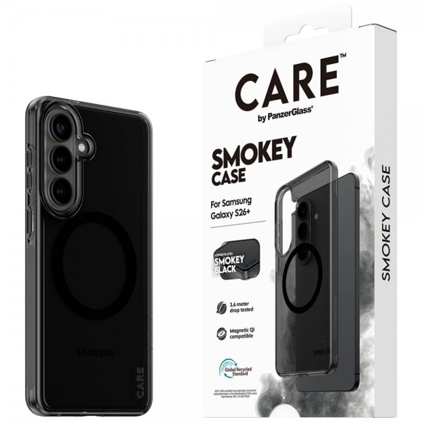 CARE by PanzerGlass Samsung Galaxy S26 Plus -suojakuori Smokey MagSafe Musta