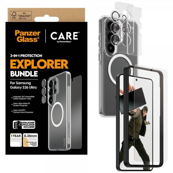 PanzerGlass Samsung Galaxy S26 Ultra 3-in-1-suojauspaketti
