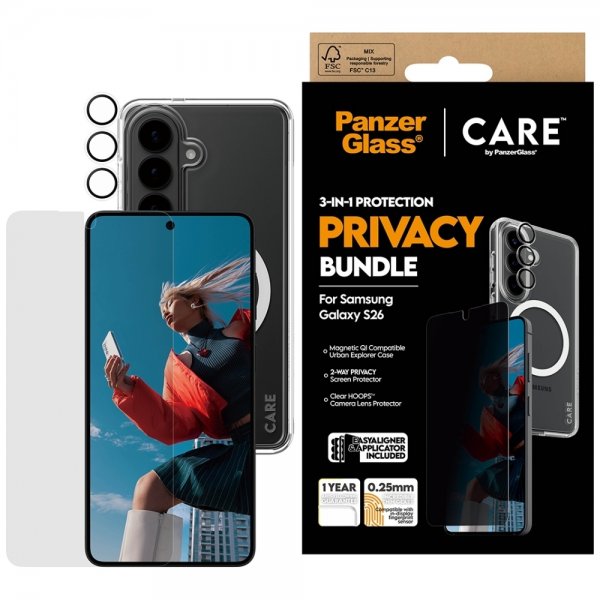 PanzerGlass Samsung Galaxy S26 3-in-1 -suojaussarja (Privacy Bundle)