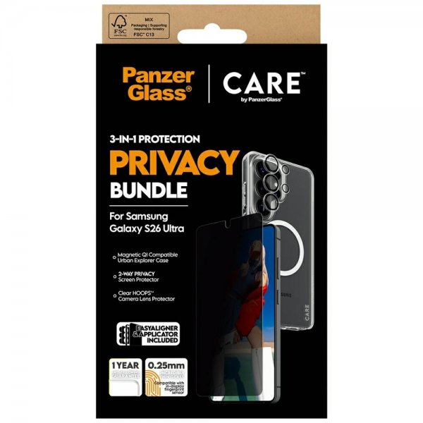 PanzerGlass Samsung Galaxy S26 Ultra 3-in-1-suojaus, Privacy Bundle