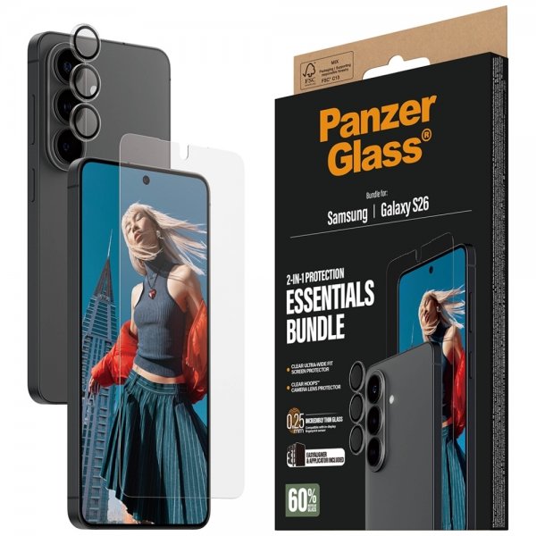 PanzerGlass Samsung Galaxy S26 -näytönsuoja ja kameran suoja 2-in-1-paketti