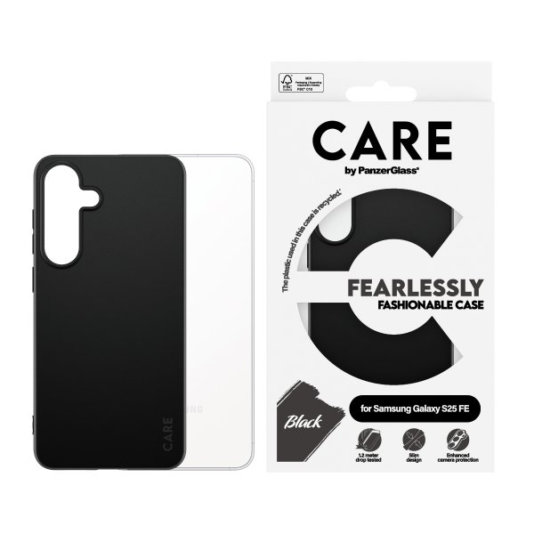 CARE by PanzerGlass Samsung Galaxy S25 FE Muodikas musta kuori