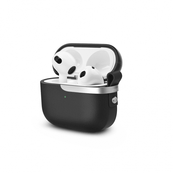 Moshi Pebbo Luxe AirPods 3 -kuoret PU-nahkaa, musta