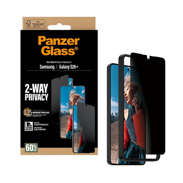 PanzerGlass Samsung Galaxy S26 Plus -näytönsuoja Ultra-Wide Fit Privacy EasyAligner