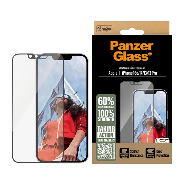 PanzerGlass iPhone 13/13 Pro/14/16e/17e Näytönsuoja Ultra-Wide Fit EasyAligner