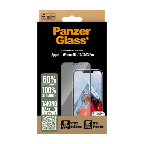 PanzerGlass iPhone 13/13 Pro/14/16e/17e Näytönsuoja Ultra-Wide Fit EasyAligner