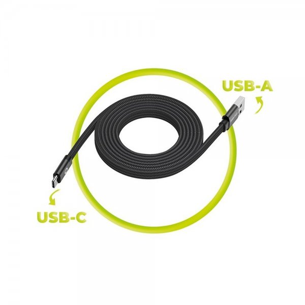 Mobile Origin Litteä Kaapeli Magneettinen USB-A–USB-C 1m Musta