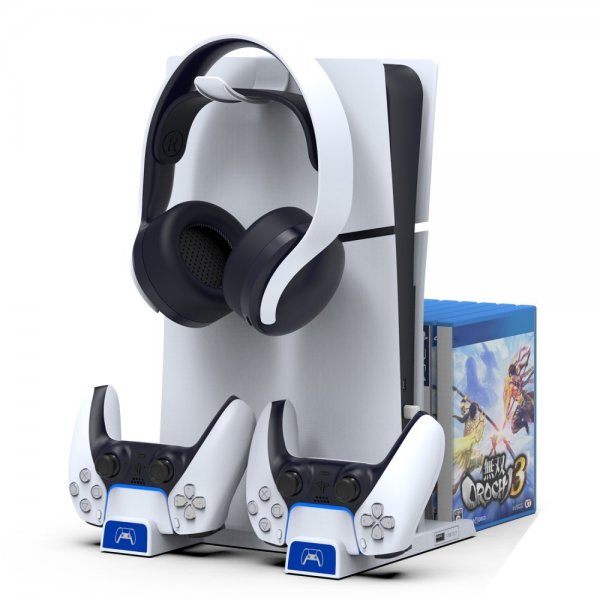 Ipega PS5/PS5 Slim -telakointiasema jäähdytystuulettimella, ohjainten latauksella ja pelien säilytyksellä