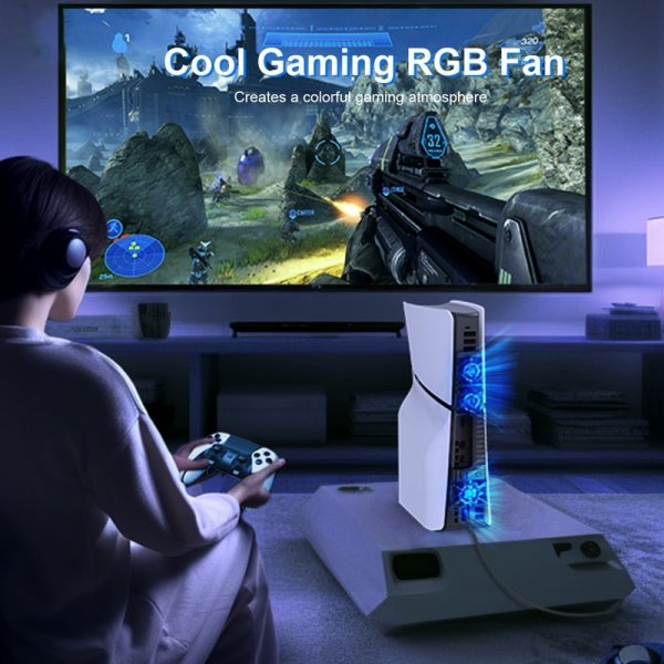 JYS PlayStation 5 Slim -jäähdytystuuletin RGB