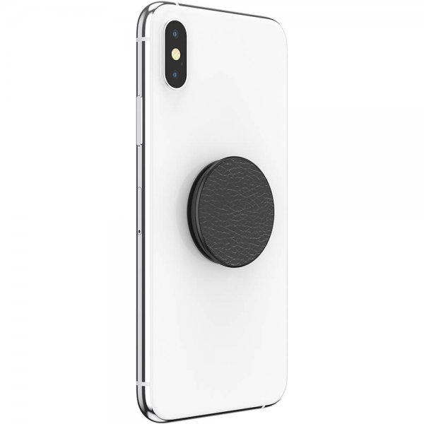 Popsockets PopGrip Premium Pebbled Vegan Leather, musta