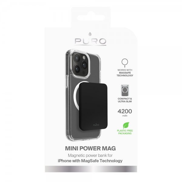 Puro MagSafe Powerbank Mini Power Mag Musta