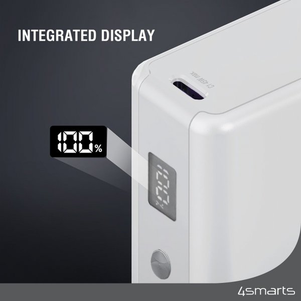 4smarts Powerbank Pocket Slim 10 000 mAh 45W Valkoinen