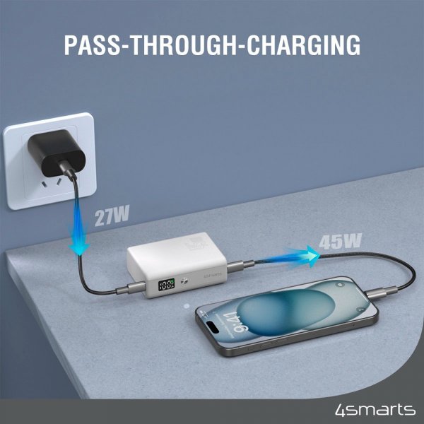 4smarts Powerbank Pocket Slim 10 000 mAh 45W Valkoinen