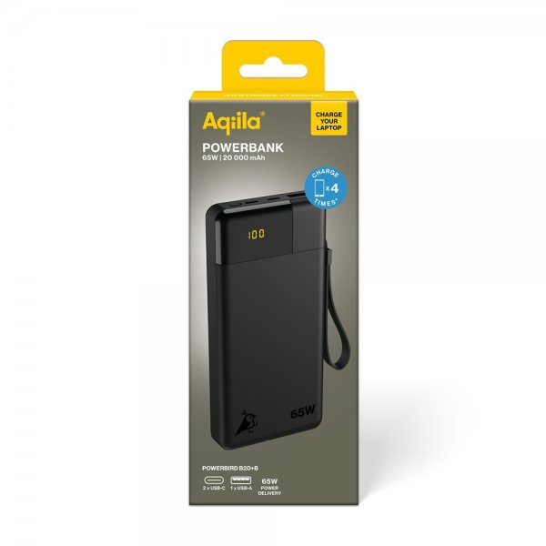 Aqiila Powerbank Powerbird B20+ 20 000 mAh 65W Musta