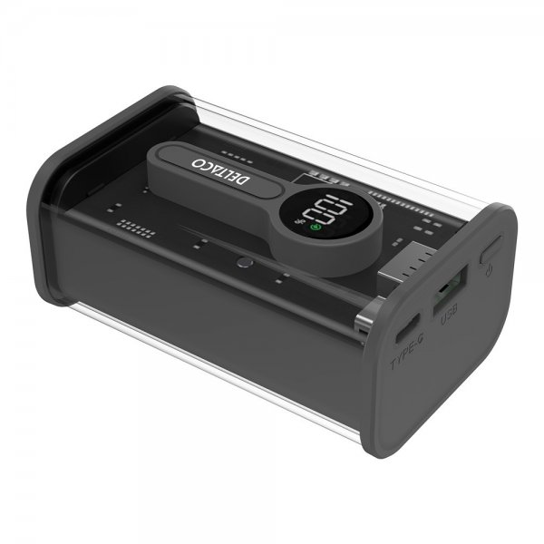 Deltaco Powerbank Transparent 10 000 mAh Fast Charge Musta