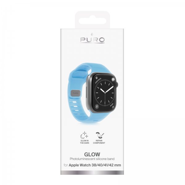 Puro Apple Watch 38/40/41/42mm ranneke Glow sininen