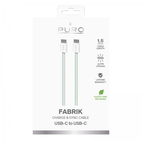 Puro Kabel Fabrik 2.0 60 W USB-C–USB-C 1,5 m Vihreä