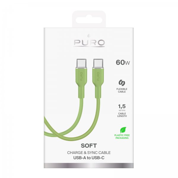 Puro Kabel TPE 25W USB-C–USB-C 1,5 m Salted Lime