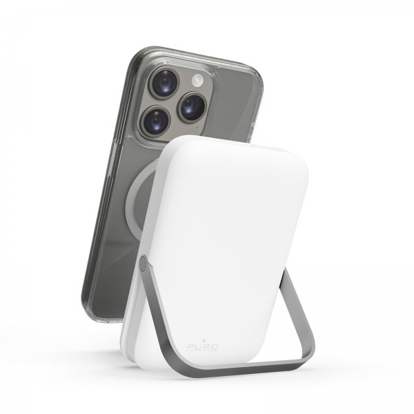 Puro Powerbank Stand Power Mag 5000 mAh, valkoinen
