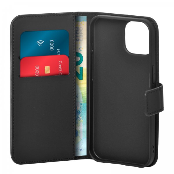 Puro iPhone 15 Kuoret Wallet Stand Musta