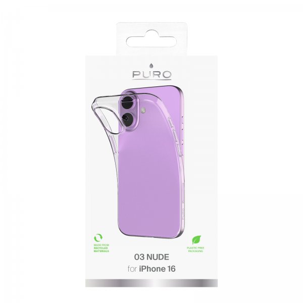 Puro iPhone 16 -suojakuori läpinäkyvä (Nude)