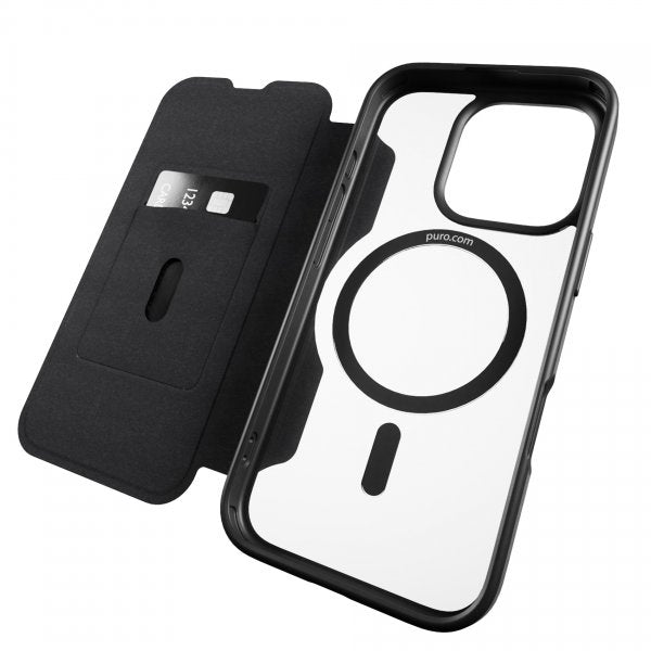 Puro iPhone 16 Pro -suojakuori Book Mag 2 Musta