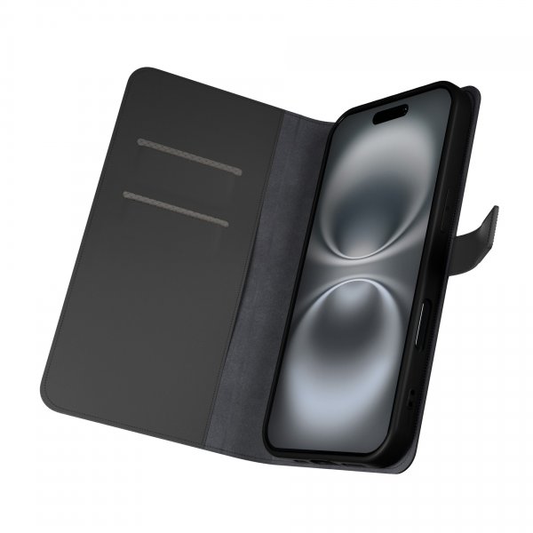 Puro iPhone 16 Pro Kotelo Lompakko Jalusta Musta