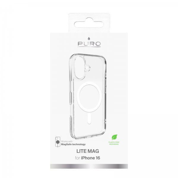 Puro iPhone 16 Suojakuori Lite Mag Läpinäkyvä