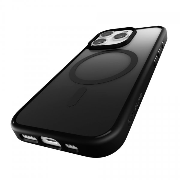 Puro iPhone 16 Pro Max -suojakuori, liukuvärjätty musta