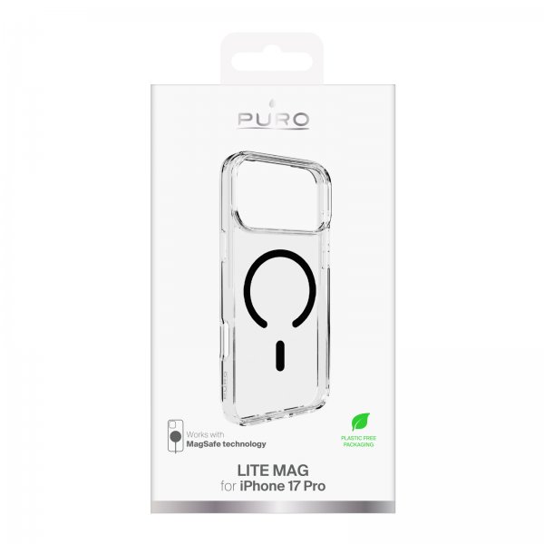Puro iPhone 17 Pro Lite Mag Läpinäkyvä Musta Suojakuori