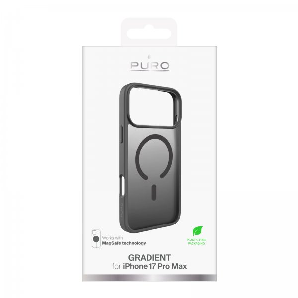Puro iPhone 17 Pro Max -kuori, liukuvärjätty harmaa