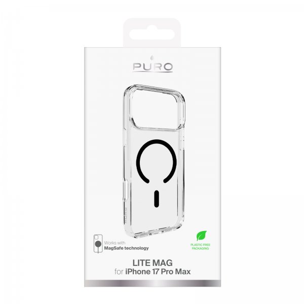 Puro iPhone 17 Pro Max Kuori Lite Mag Läpinäkyvä Musta