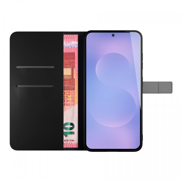Puro Samsung Galaxy S26 Plus Kotelo Lompakko Jalusta Musta