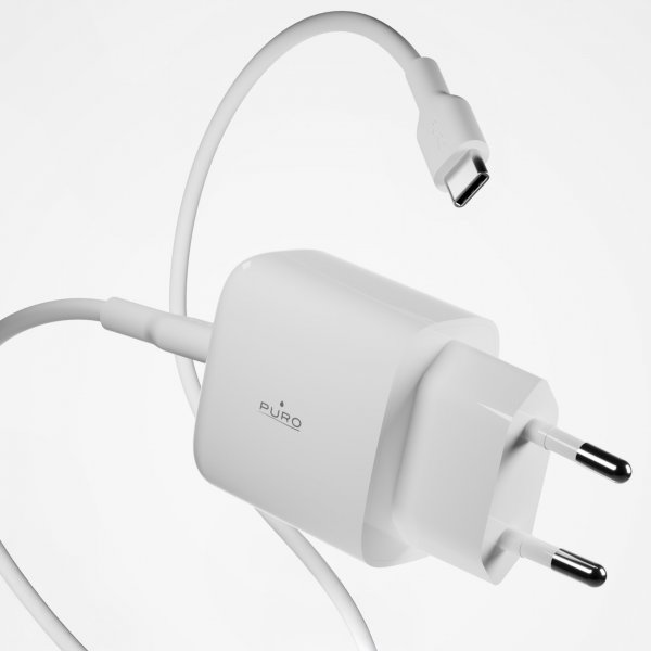 Puro-laturi kaapelilla ProLite Kit USB-C 25W 1,2m Valkoinen